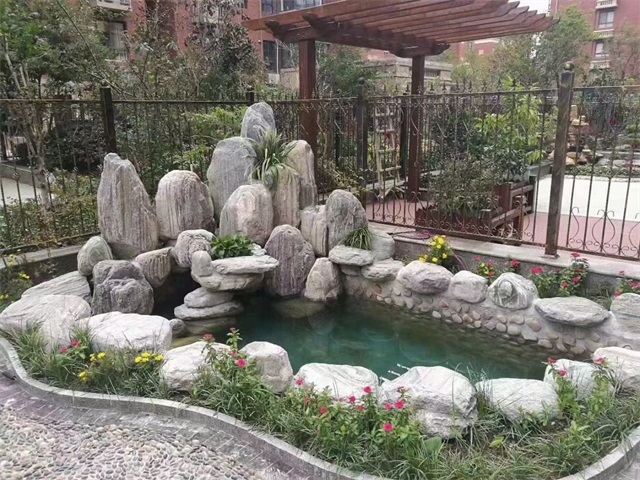 衡阳庭院假山鱼池制作视频