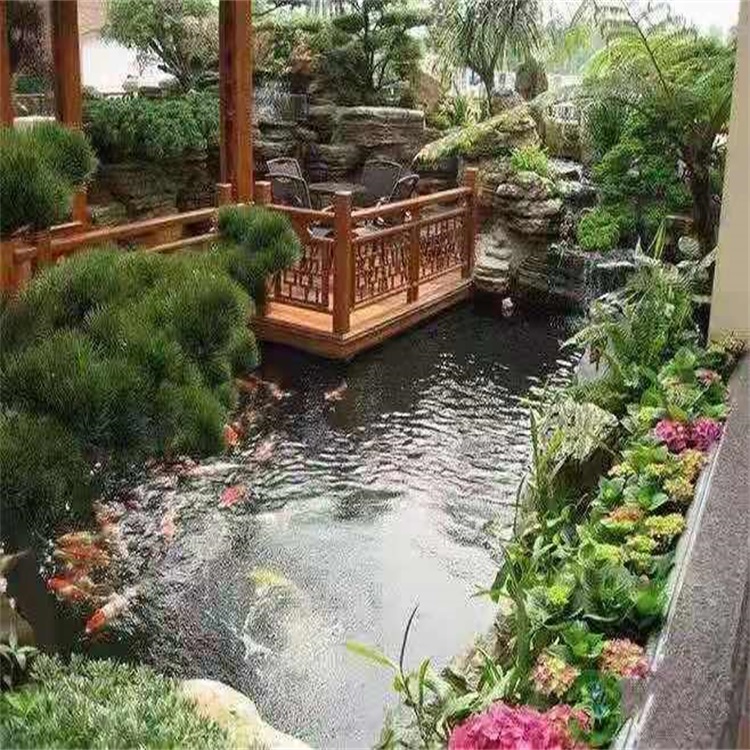 衡阳别墅庭院景观设计鱼池